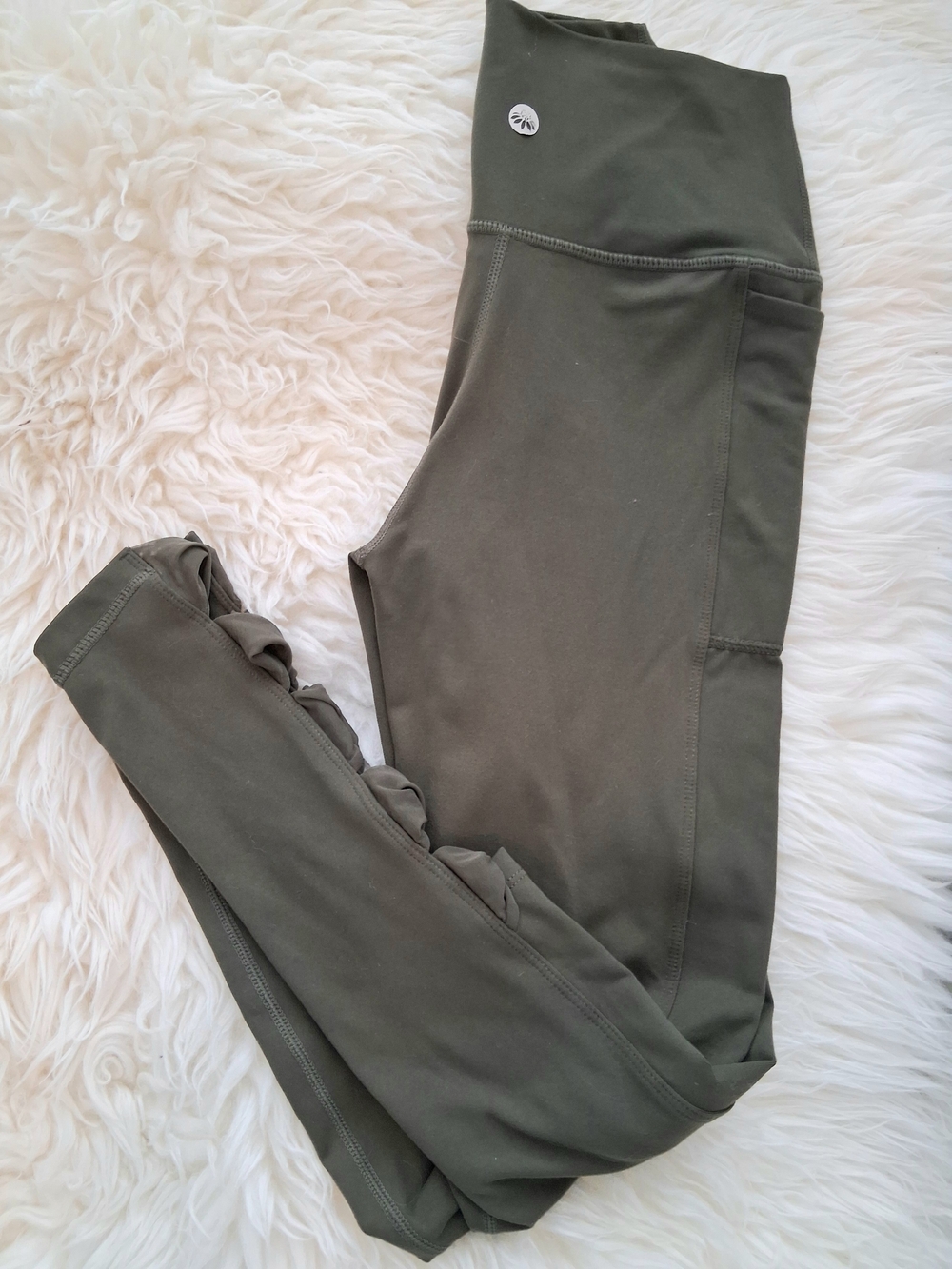 Senita Athletics Olive Leggings with Side Pocket